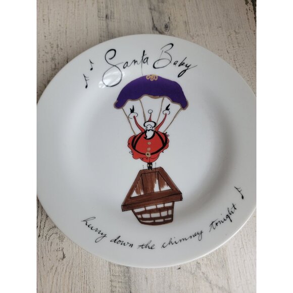 Pottery Barn Santa baby hurry down the‎ chimney tonight plate - Picture 2 of 5